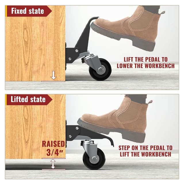 Detalle de HOLKIE Retractable Heavy Duty Castors with lifting and lowering function (max 315 kg, 4 castors)