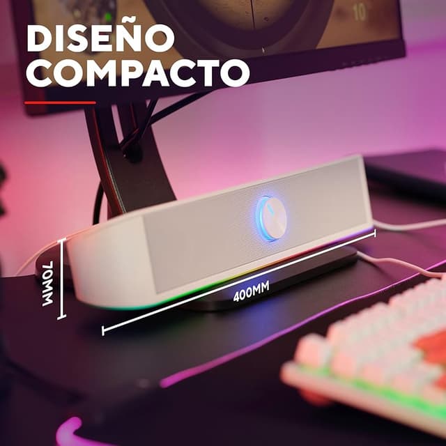 Detalle de GXTrust Rhox 1619W Barra de Sonido RGB para PC 🎵