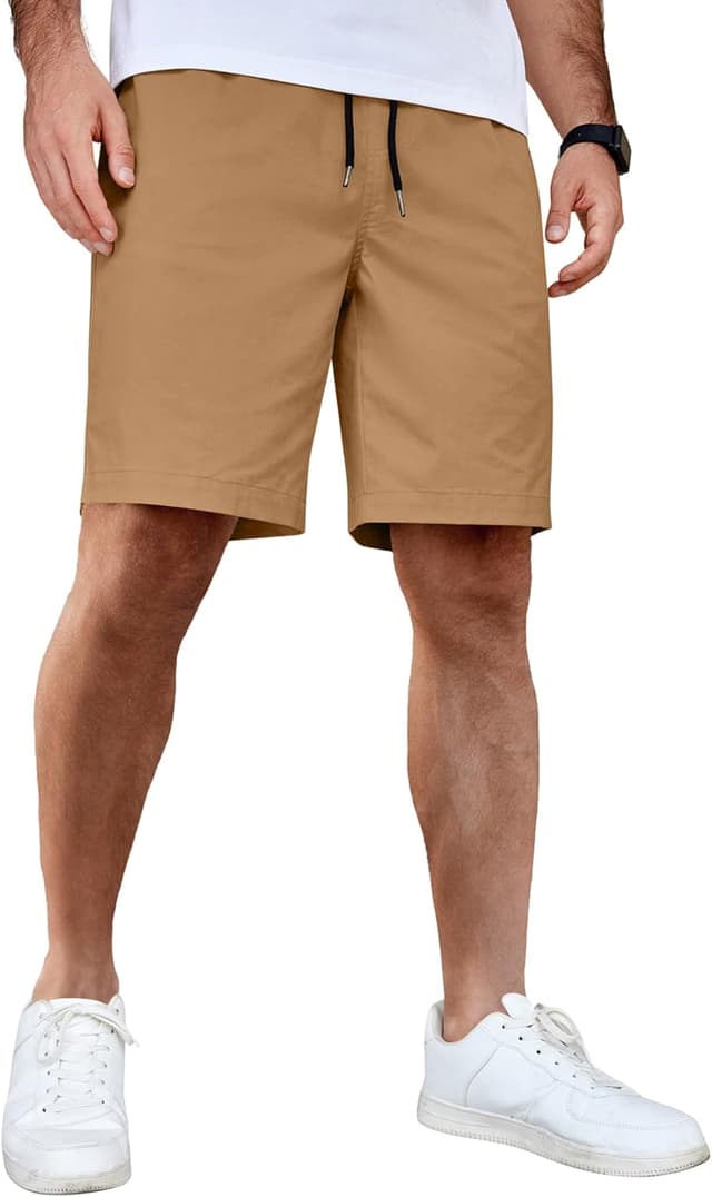 Detalle de COOFANDY Men’s Casual Cotton Drawstring Shorts with Elastic Waist