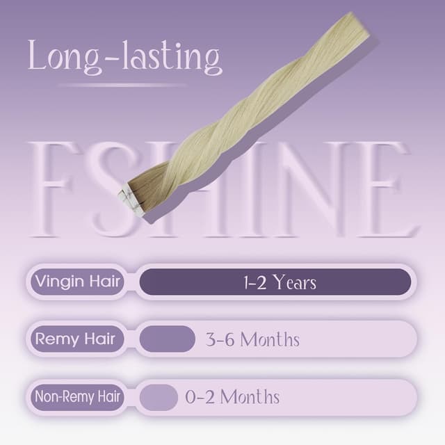 Detalle de Fshine Invisible Tape in Extensions Echthaar (R8 T60), 40 cm, 5 Stück à 10 g