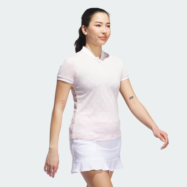 Detalle de Polo Ultimate365 Jacquard de manga corta Adidas en rosa