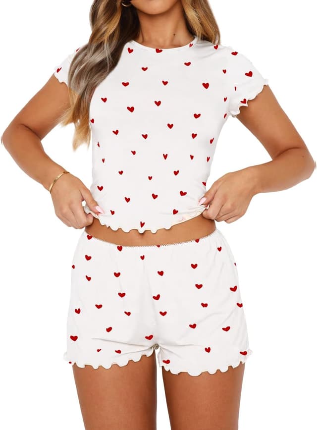 Thumbnail 6 de BONITEE women’s casual 2-piece pyjamas set (short sleeve top & shorts) for summer lounging