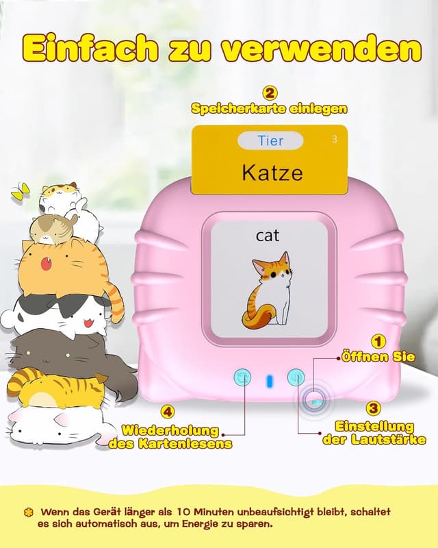 Detalle de Sprechende Flash-Karten (Standard Deutsch, 255 Blätter) – 510 Wörter, 3 Sprachmodi, für Kleinkinder 2–4 Jahre