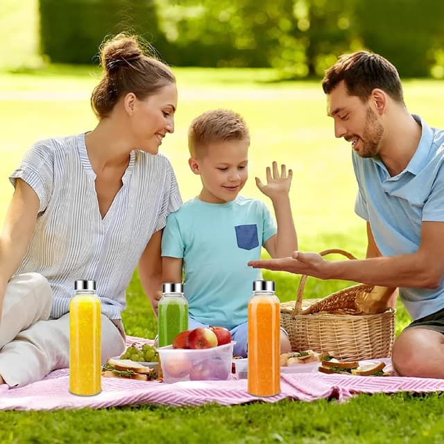 Thumbnail 6 de ZhouZGlass 500ml Glass Juice Bottles (Set of 6) with Stainless Steel Airtight Lids