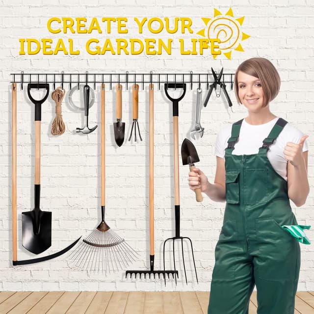 Detalle 2 de Garden tool rack 160cm with 32 hooks