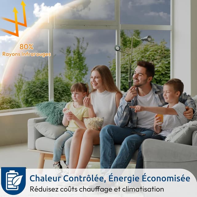 Detalle 2 de Film miroir pour fenêtre rabbitgoo sans tain, anti-chaleur anti-UV électrostatique 90x200 cm argenté