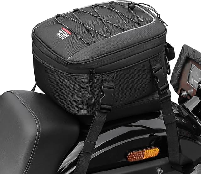 Detalle de KEMIMOTO Borsa posteriore moto espandibile 7-12L, impermeabile con copertura antipioggia (nera)