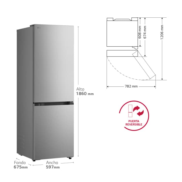 Detalle 2 de LG GBBS312BPY Frigorífico Combi con DoorCooling+