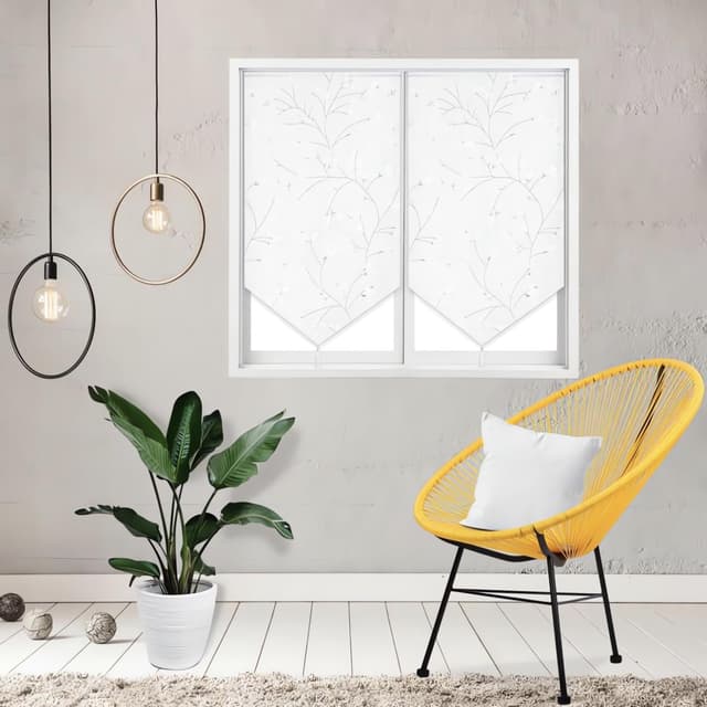 Detalle de Soleil d’ocre Osaka – paire de brise-bise en polyester blanc 45 x 90 cm