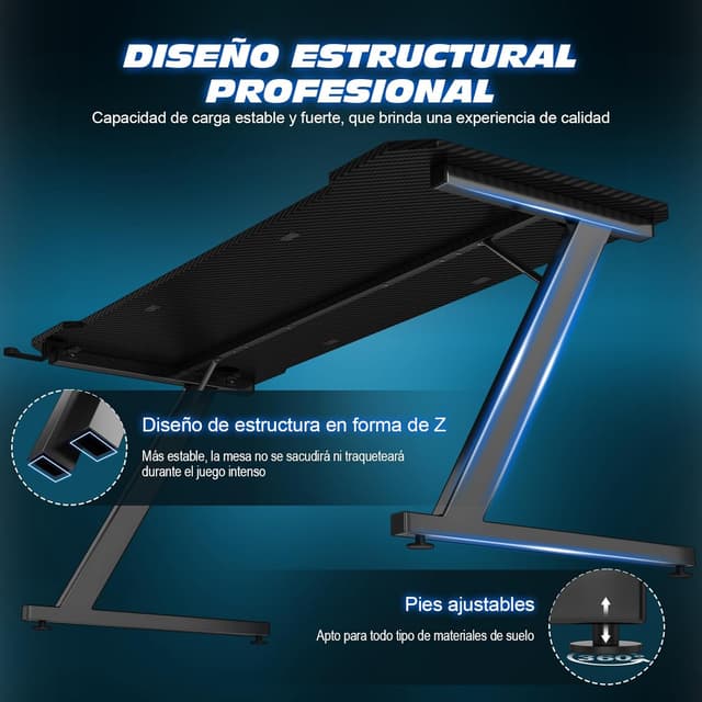 Thumbnail 6 de TRIUMPHKEY Mesa Gaming Z 80x52cm con Gancho para Auriculares 🖥