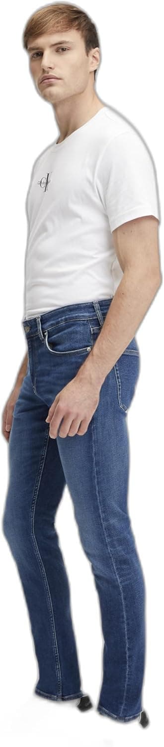 Detalle de Calvin Klein Men’s Mid Rise Slim Jeans (five-pocket stretch denim)