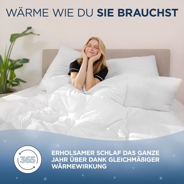 Detalle de Samthus Premium Bettdecke 200x200 cm – ganzjährig, Oeko-Tex & Dermatest zertifiziert, Bezug aus 100% Baumwolle