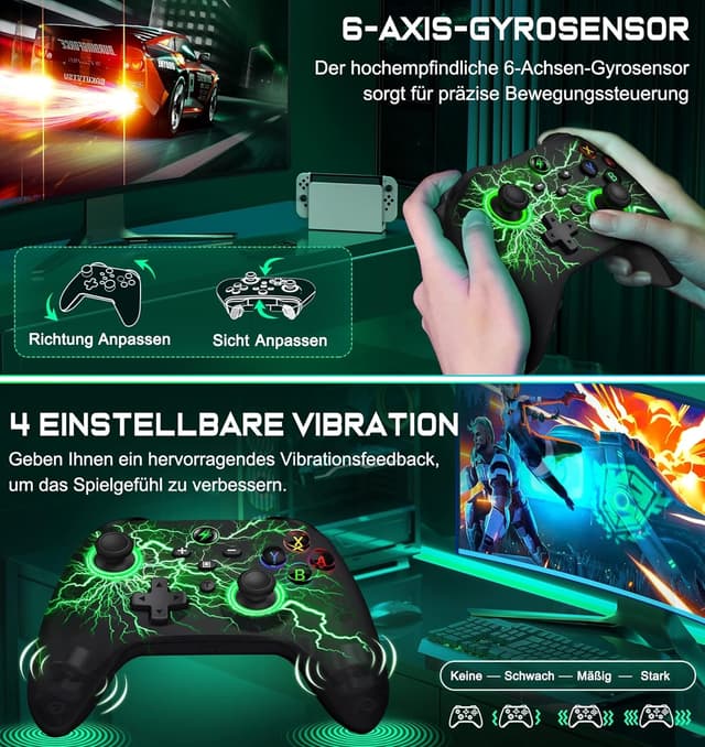 Detalle de GAMSINGY Switch Wireless Controller mit Motion-Steuerung, Dual-Motor-Vibration und Turbo/Makros