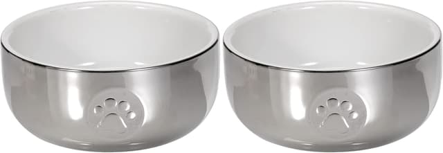 Detalle 2 de Trixie 24799 Keramiknapf für Katzen – 0,3 l, Ø 11 cm, silber/weiß