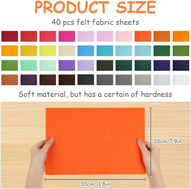Thumbnail 1 de Ainiv 30 x 20 cm Felt Fabric Sheets 40-pack 🎨