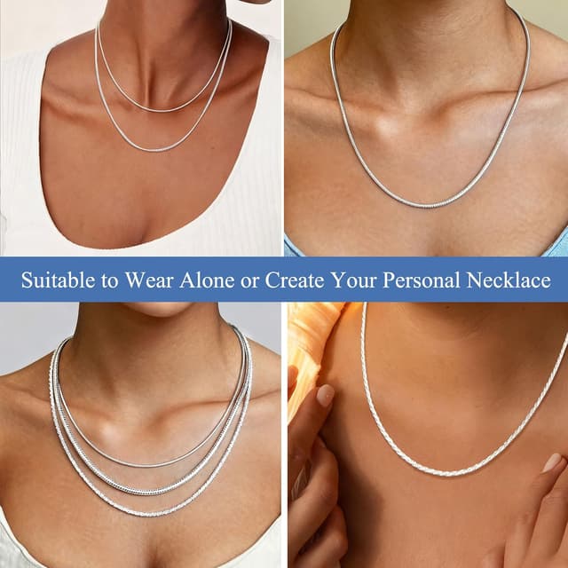 Detalle 2 de Kraven Feine 925 Silber Damenhalskette 40 cm