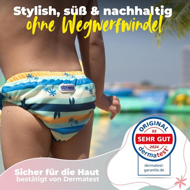 Detalle 2 de KIDVERSE Schwimmwindel Baby Badehose ab 1 bis 2 Jahre – wiederverwendbar, hautfreundlich & mit Tragetasche