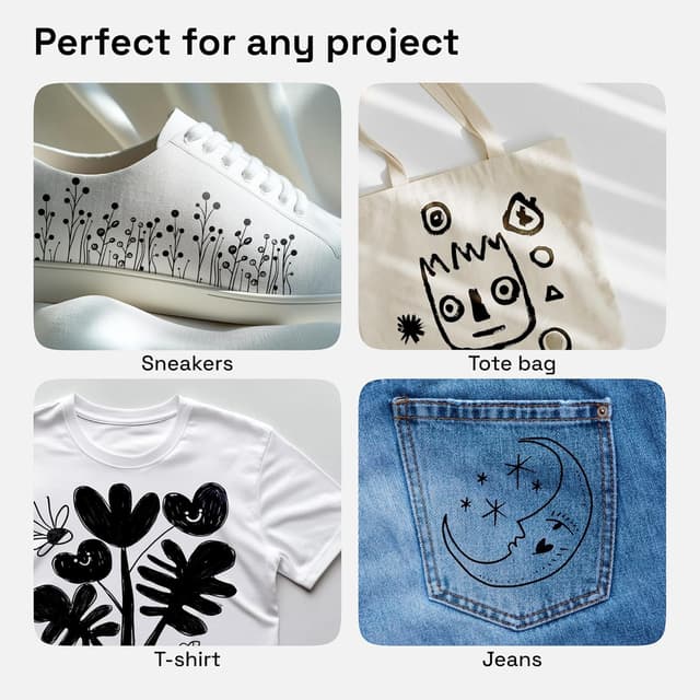 Detalle de ARTISTRO 2 schwarze Stoffmarker mit Doppelspitze – permanent für Textilien, T-Shirts & Leinwand