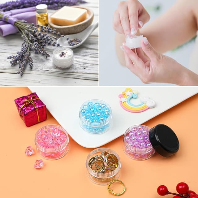 Detalle de GAUATO 12 Stück Mini Cremedosen 5 ml (PET) mit Deckel – transparente Tiegel zum Befüllen