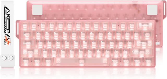 Detalle de DAREU COOL60 rosa tastiera gaming 60% 8K Hz con key trasparenti e RGB