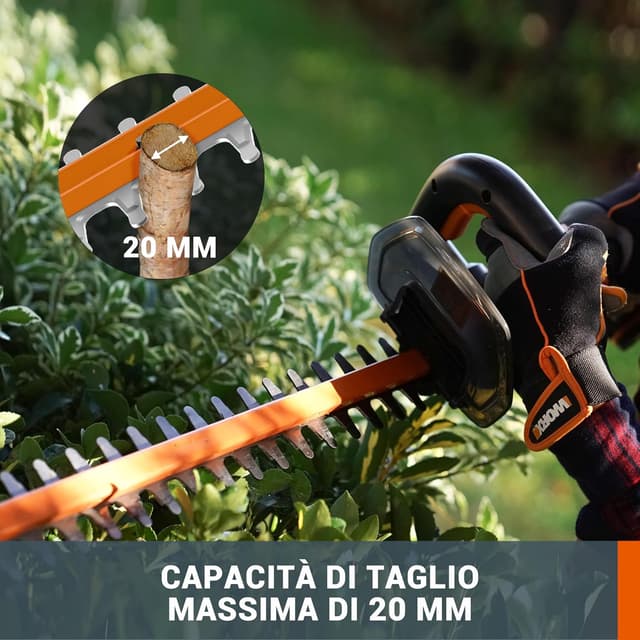 Detalle de WORX WG264E.9 tagliasiepi a batteria con lama da 56 cm (solo corpo, senza batteria e caricabatteria)