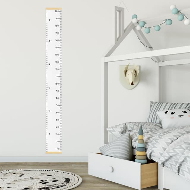 Thumbnail 6 de Aolso Metro Altezza Bambini da parete con grafico crescita e decorazione rimovibile (bianco)