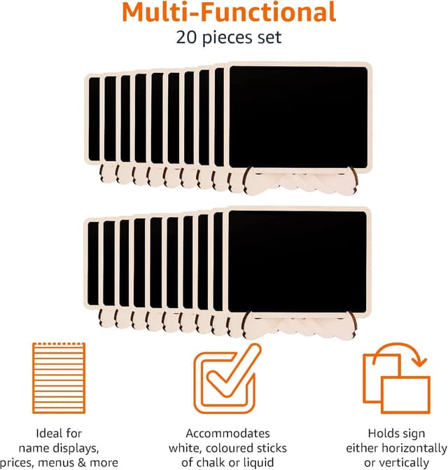 Detalle de Amazon Basics Wood Mini Chalkboards 20 pack 🪧