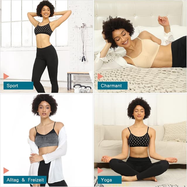 Detalle 2 de Vertvie 2er/3er Pack Yoga-Sport-BH ohne Bügel mit herausnehmbaren Polstern