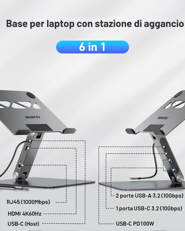 Thumbnail 1 de BENFEI docking USB-C 6in1 laptop 100W