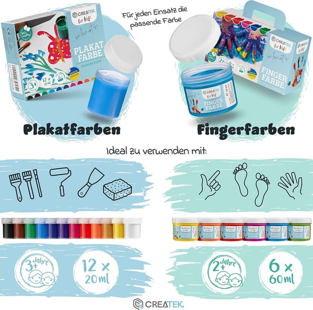 Thumbnail 6 de CreaTek Fingerfarben Kinder 6×60ml 🎨