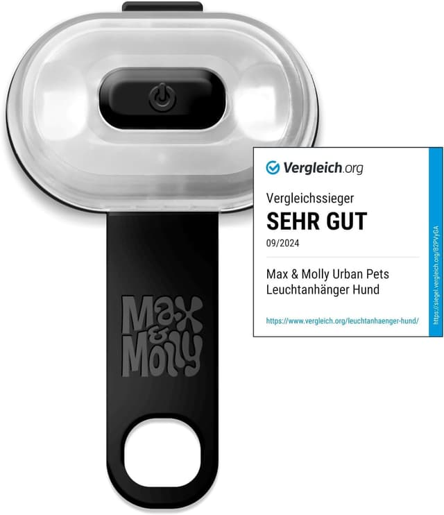 Detalle de Max & Molly Matrix Ultra LED – Hundelicht für Geschirr, Leine & Halsband (schwarz, wasserfest, USB wiederaufladbar)