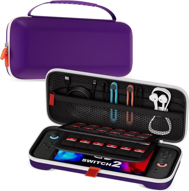Detalle de ProCase Carrying Case for Nintendo Switch 2 (2025) with 24 Game Card Slots – Purple