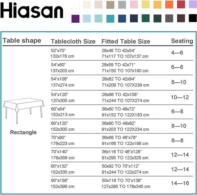 Detalle de Hiasan 60 x 120 Inch Black & White Gingham Checkered Rectangle Tablecloth (Stain Resistant, Spillproof, Washable)