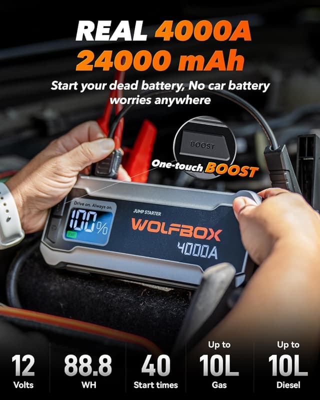 Detalle 2 de WOLFBOX 4000A 24000mAh jump starter