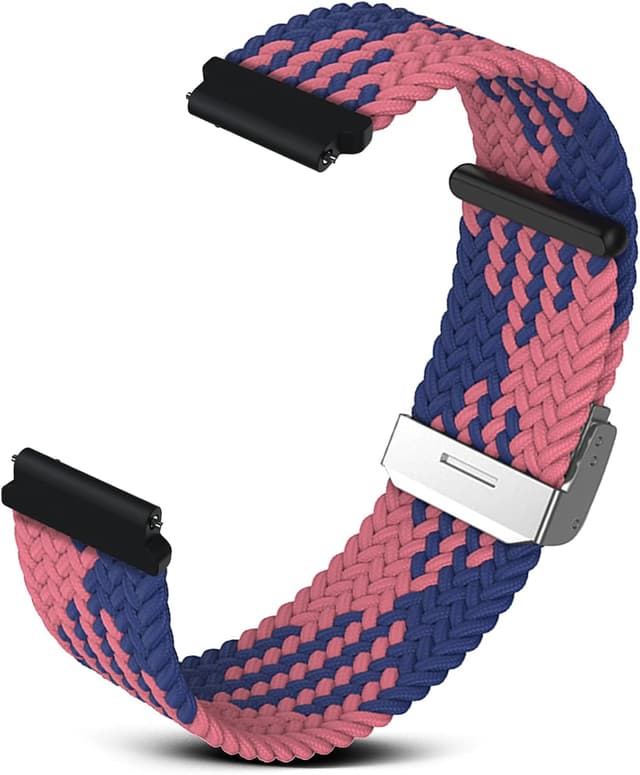 Detalle de RoYiio gewebtes Nylon-Armband mit Schnellverschluss – Anstoßbreite 20 mm (Z Blau Rosa)