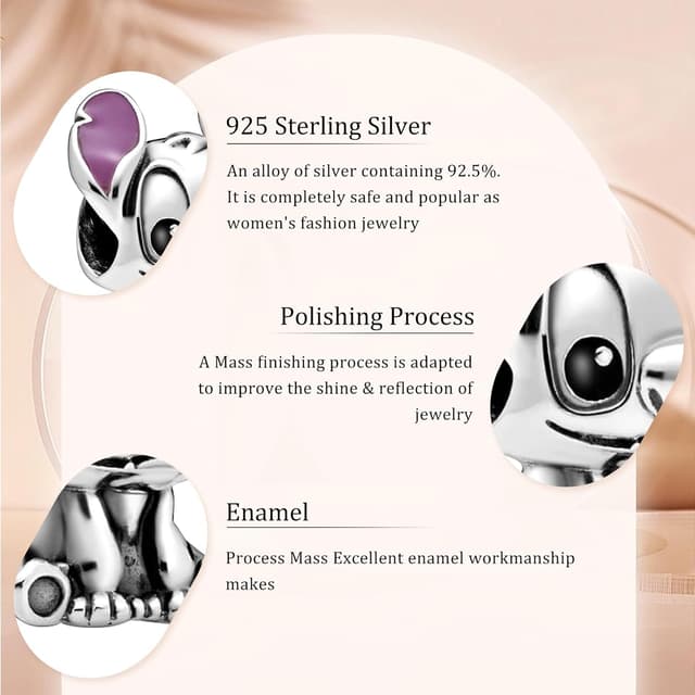 Detalle de HAEPIAR 925 Sterling-Silber Charm mit Zirkonia (außerirdischer Hund) für Armbänder