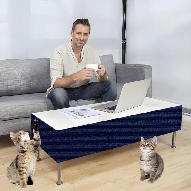 Detalle de Xynovate tappetino tiragraffi adesivo per gatti blu, riutilizzabile e tagliabile