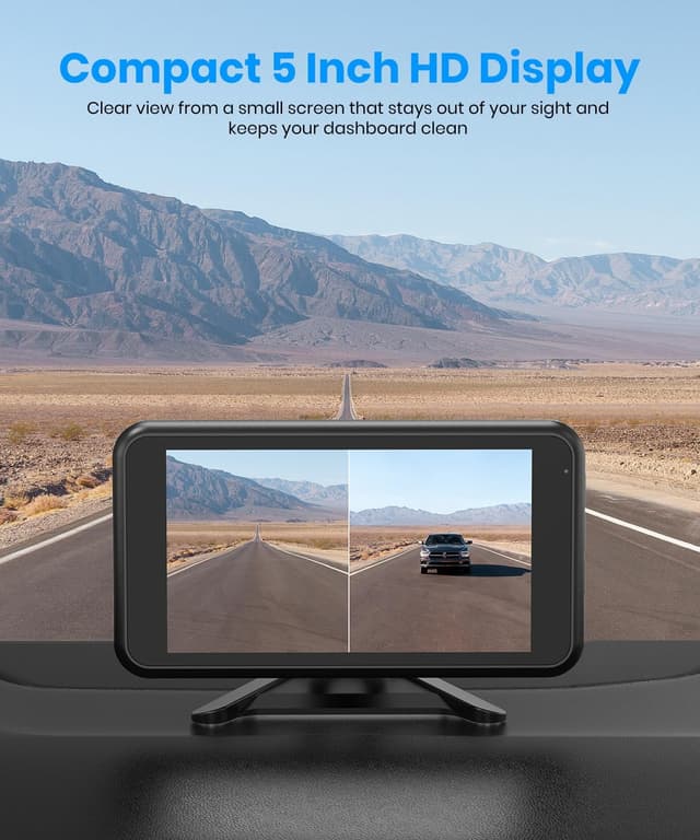 Detalle de AUTO-VOX Wireless Backup Camera (1080P) with Dual Front/Rear Coverage and 5" Monitor