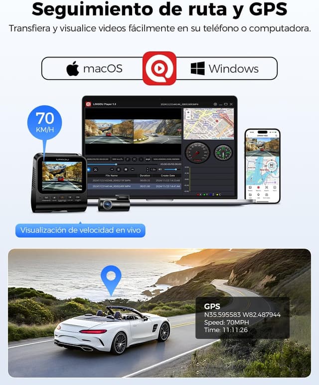 Thumbnail 3 de LINGDU V620 Dashcam 4K con GPS