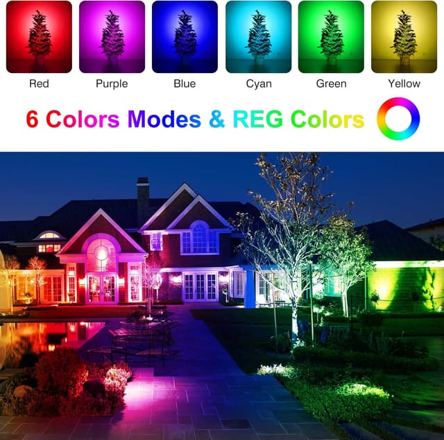 Detalle de NATPOW Solarstrahler für Außen Garten (RGB, 4 in 1) mit abnehmbarem 5-W-Solarpanel