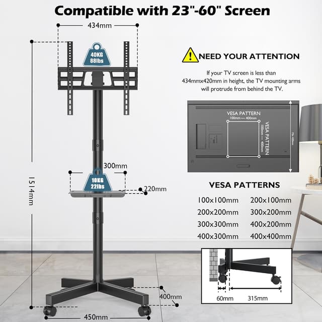 Thumbnail 4 de BONTEC Mobile TV Stand 23–60in 25kg