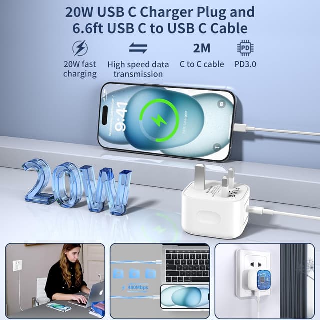 Detalle 2 de Apple iPhone 17 USB‑C 20W PD charger with 6ft cable