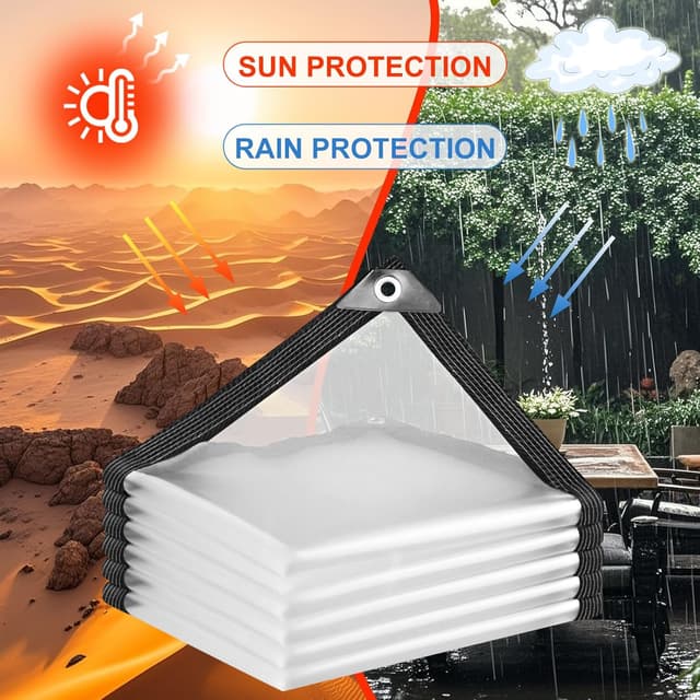 Thumbnail 6 de Clear Tarps Heavy Duty Waterproof 8x8ft Clear Tarp (14Mil) with Grommets and Reinforced Edges