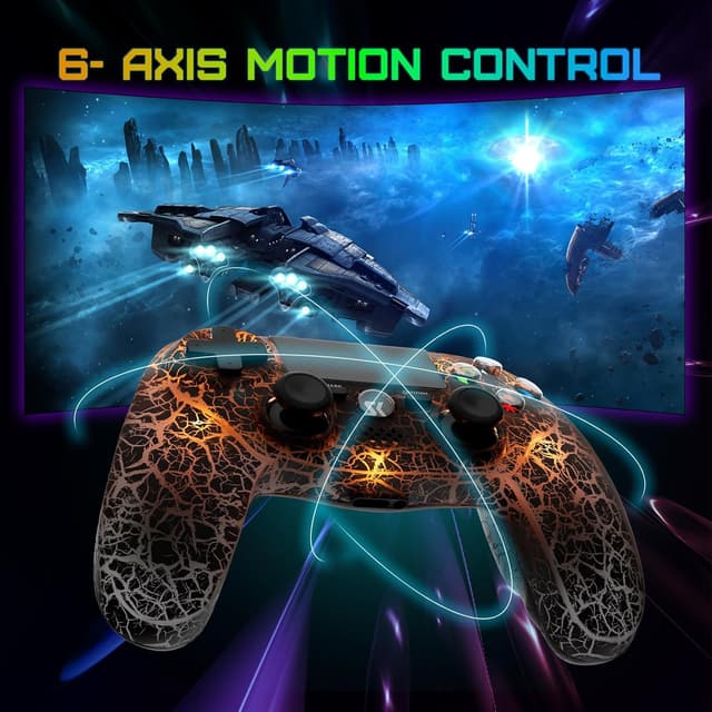 Detalle de CHENGDAO 2er-Pack Wireless-Controller für PS4 mit RGB-LED, 1000-mAh-Akku und 6-Achsen-Gyro