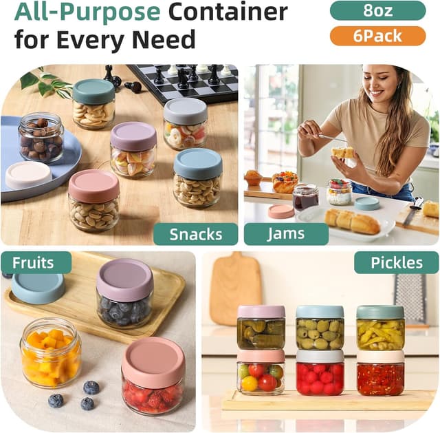 Thumbnail 6 de NETANY 6-pack 8oz Glass Jars with Airtight Lids