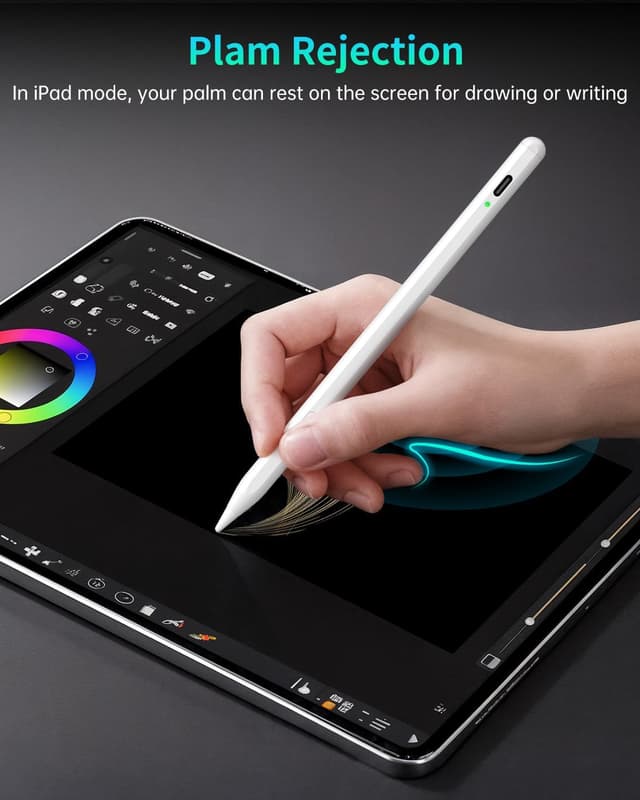 Detalle 1 de MEKO Universal Stylus Pen for iPhone, Android, iPad & iWatch (Dual-Mode Active Stylus, USB-C Fast Charge) — White