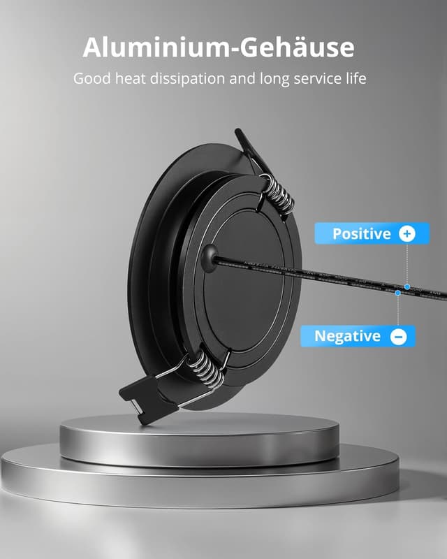 Detalle de Gr4tec 6er Set 12V LED Einbaustrahler Schwarz, 3W, dimmbar (3000K, 240 lm) – Ultra Slim 12 mm, IP44