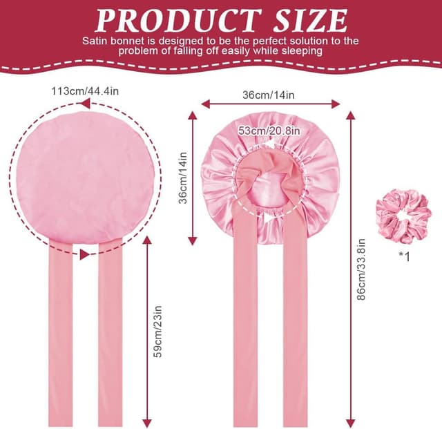Detalle 2 de ACWOO Bonnet de nuit en satin ajustable pour protéger les cheveux (double couche)