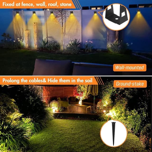 Detalle de ECOWHO Garden Lights mains extendable outdoor LED spike uplighters (21m lead) – warm white, linkable up to 8 spots