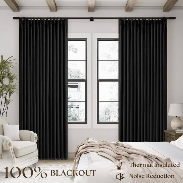 Detalle de TWODRAPES Blackout Linen Curtains 40x120
